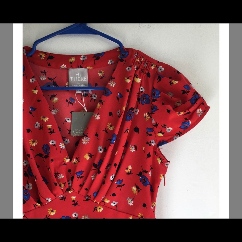 Anthropologie Basque Red Floral Dress - Picture 3 of 5